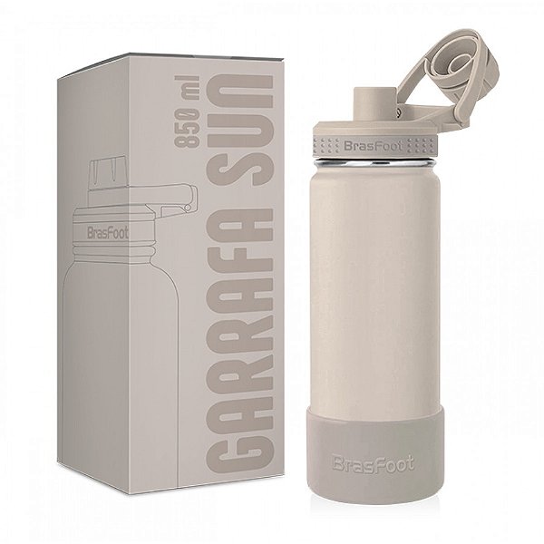 Garrafa Térmica Sun Base Silicone Premium - Pérola - 850ml - Brasfoot
