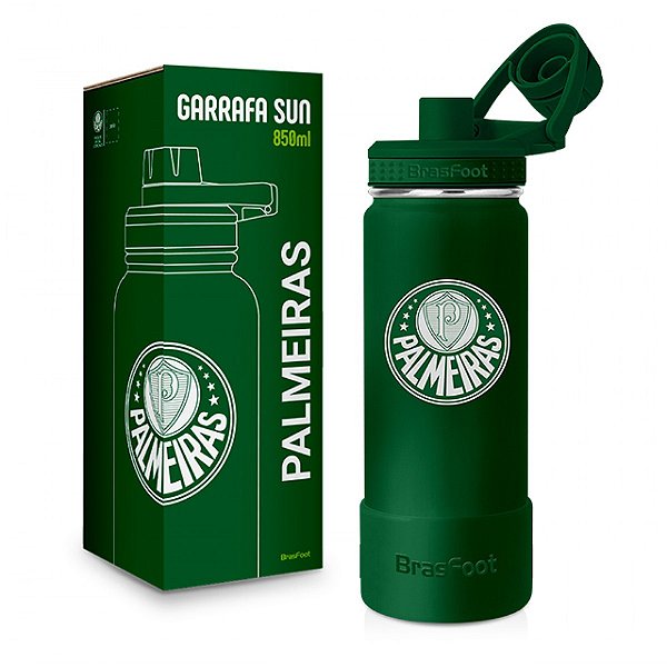 Garrafa Térmica Sun Base Silicone - Palmeiras - 850ml - Brasfoot