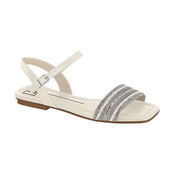 Sandália Rasteira Feminina Strass - Off White - Moleca