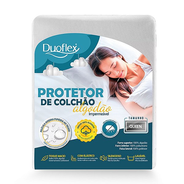 Protetor de Colchão Impermeável Algodão 200 Fios - Queen - Duoflex