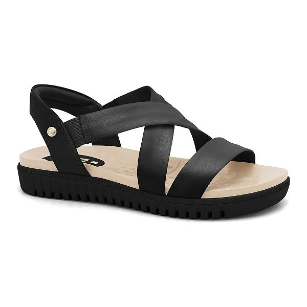 Sandália Feminina Couro Papete - Preta - Comfortflex