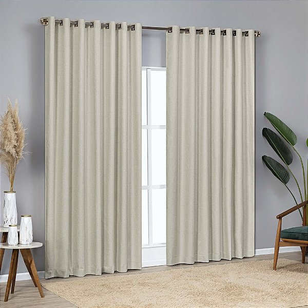 Cortina Blackout Linen - 4,00m x 2,60m - Palha - M&C