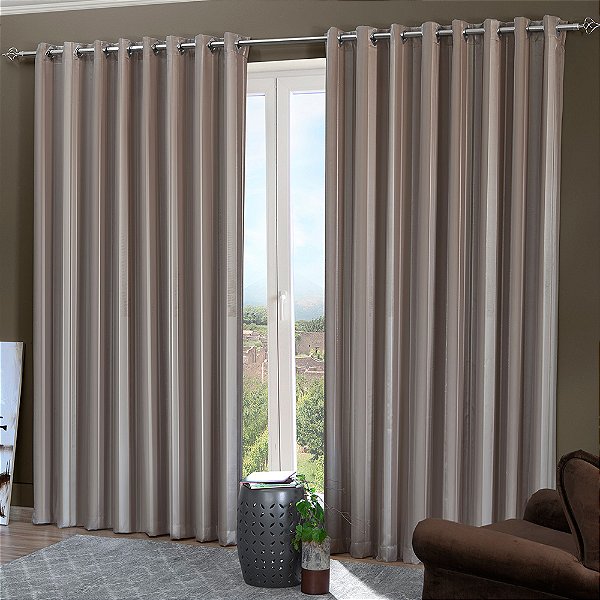 Cortina Nanda Voil Forro Blackout - 2,60 x 4,00m - Castanho - M&C