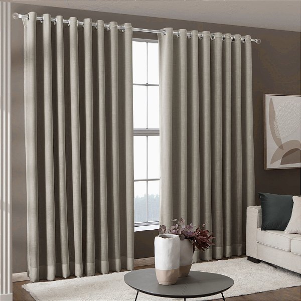 Cortina Antonela Voil Forro Blackout - 2,60m x 4,00m - Palha - M&C