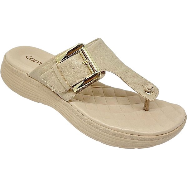 Tamanco Feminino Casual Fivela - Bege - Comfortflex