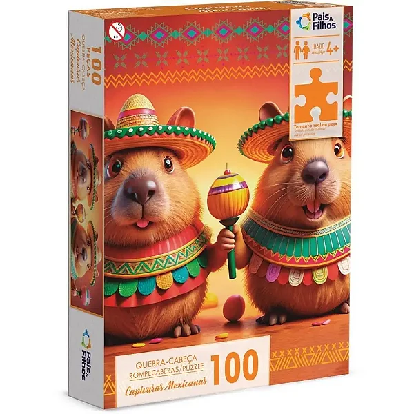 Quebra-Cabeça Capivaras Mexicanas - 100 Peças - Pais e Filhos