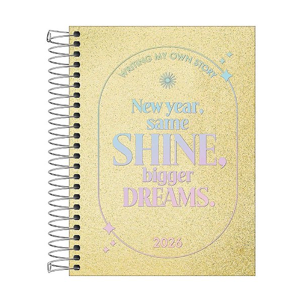 Agenda Espiral Diária Shine 2026 - Dourado - Tilibra