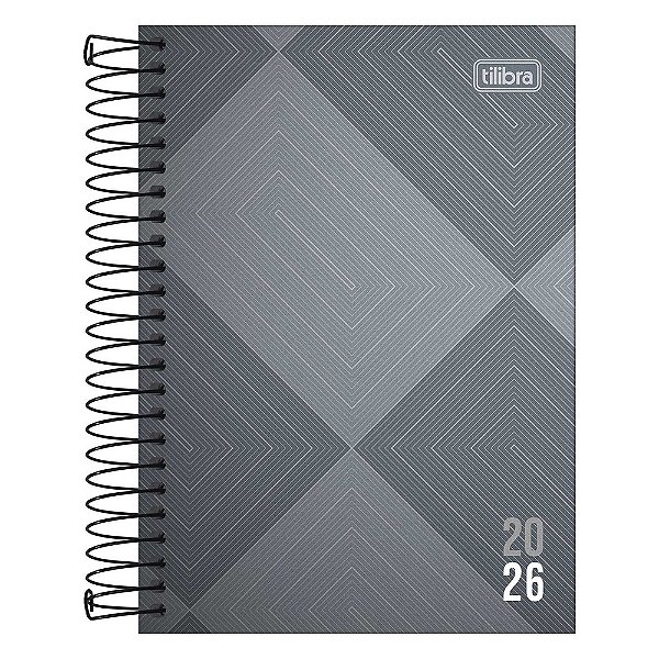 Agenda Espiral Diária Zip 2026 - Cinza - Tilibra