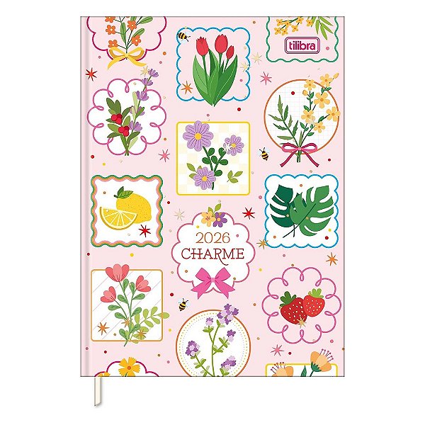 Agenda Costurada Diária Charme 2026 - Rosa - Tilibra