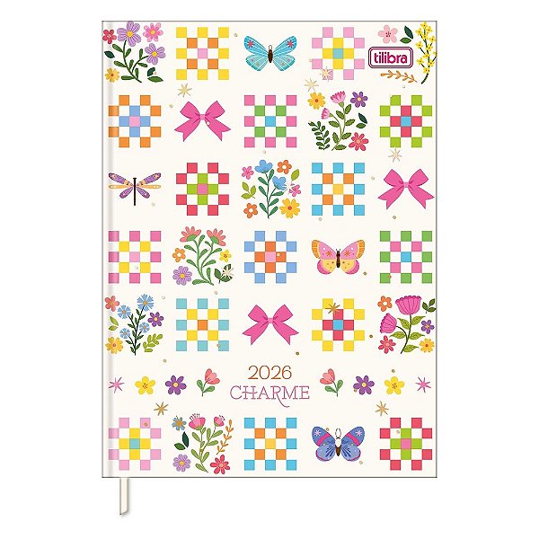 Agenda Costurada Diária Charme 2026 - Branco - Tilibra