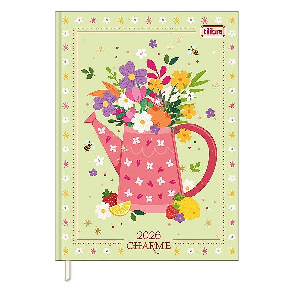 Agenda Costurada Diária Charme 2026 - Verde - Tilibra