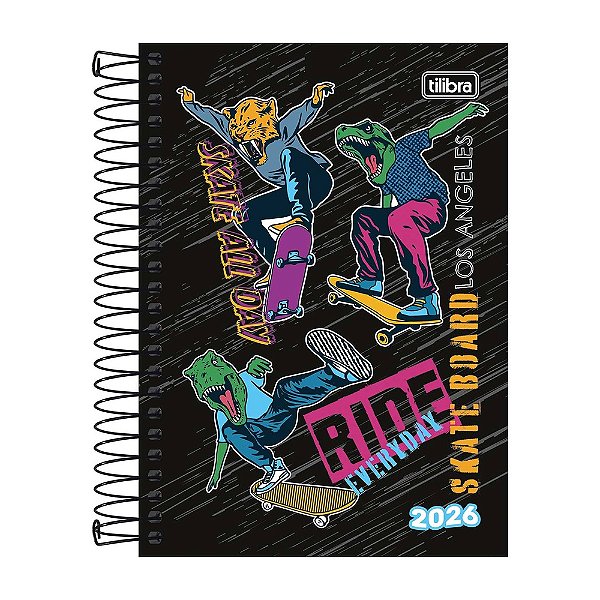 Agenda Espiral Diária Spice 2026 - Skate Animal - Tilibra