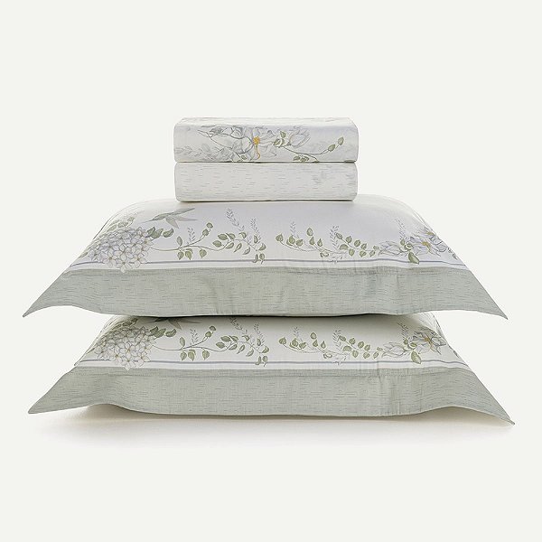 Jogo de Cama Algodão Egípcio 300 Fios Laura - Casal - 4 Peças - Karsten