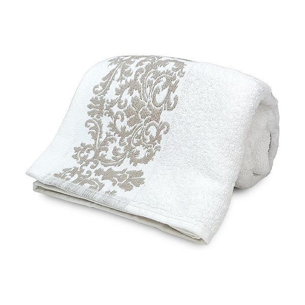 Toalha de Banho Gigante Medalhão Jacquard - Branca - Corttex