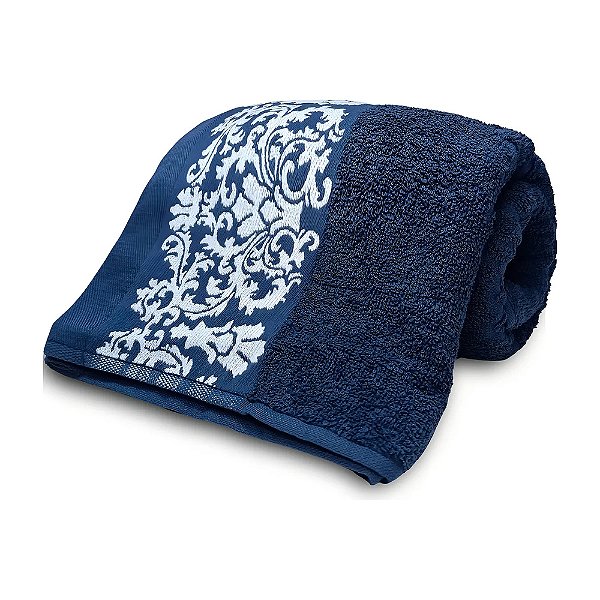 Toalha de Rosto Medalhão Jacquard - Marinho - Corttex