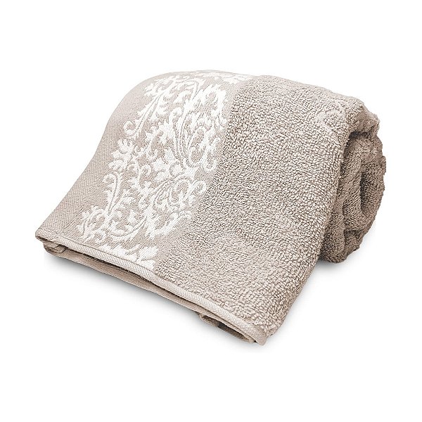Toalha de Rosto Medalhão Jacquard - Bege - Corttex