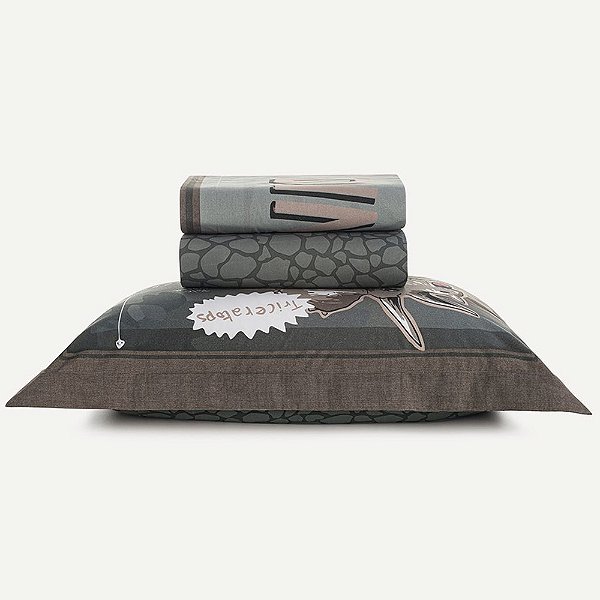 Jogo de Cama Infantil 200 Fios Solteiro - T-Rex - 3 Peças - Karsten