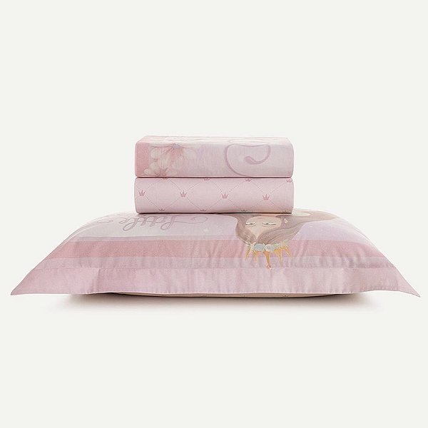 Jogo de Cama Infantil 200 Fios Solteiro - Princesinha - 3 Peças - Karsten