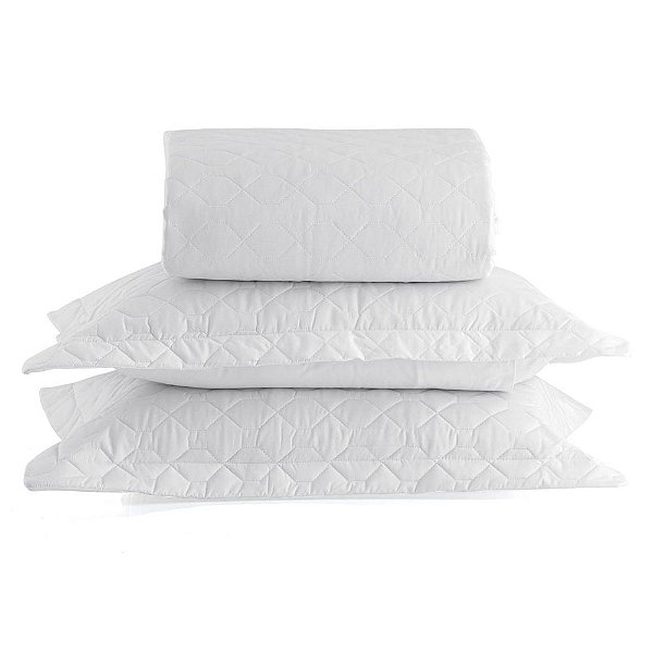 Jogo de Colcha Vida Bela King 200 fios - Branco - Kacyumara