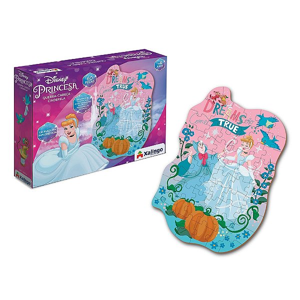 Quebra-Cabeça Cinderela Disney - 60 peças - Xalingo