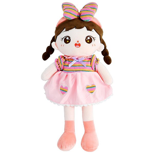 Boneca de Pelúcia Belinda - Vestido Rosa - 56cm - DM Toys