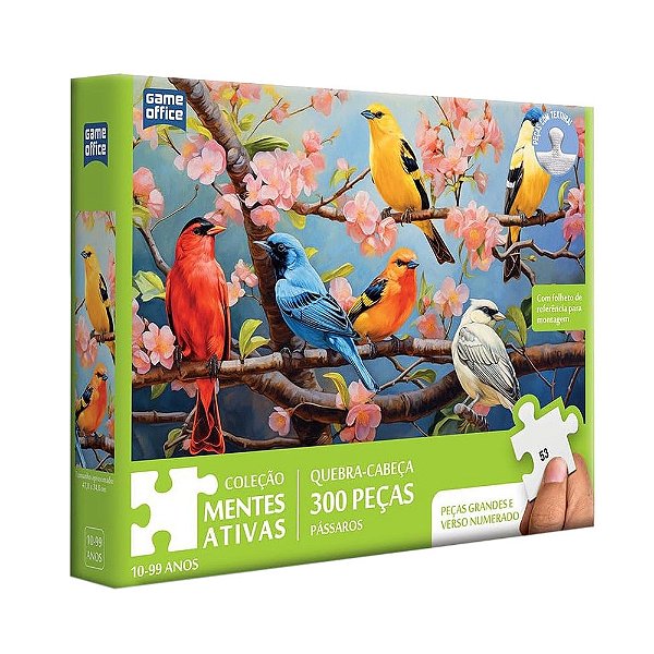 Quebra-Cabeça Mentes Ativas - Pássaros na Cerejeira - 300 Peças - Game Office