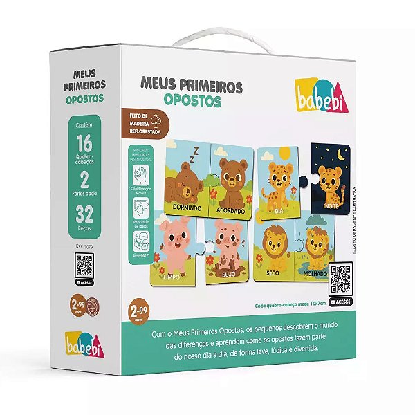 Jogos Educativos Meus Primeiros Opostos - 32 Peças - Babebi