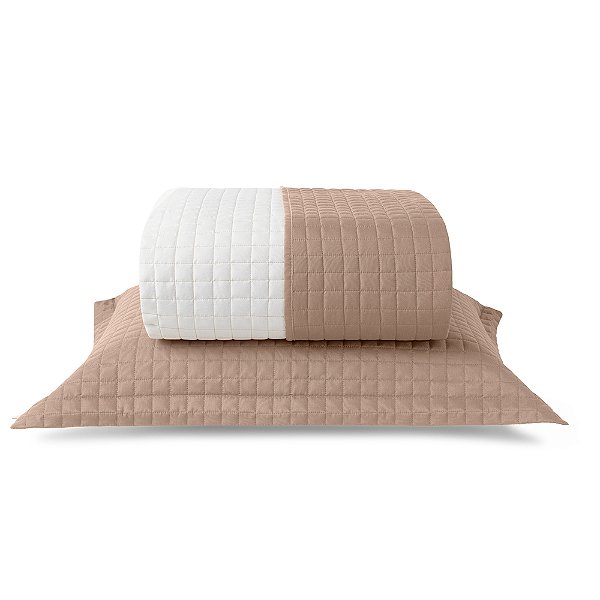 Jogo de Colcha Dupla Face Plaza Queen - Amendoa/Palha - Lavive