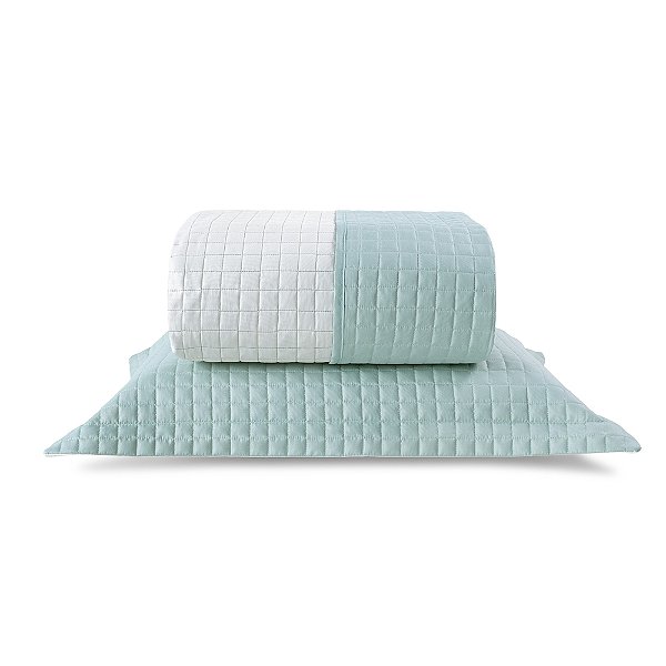 Jogo de Colcha Dupla Face Plaza Queen - Verde Malva/Palha - Lavive