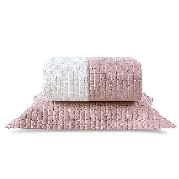 Jogo de Colcha Dupla Face Plaza Super King - Rose/Palha - Lavive