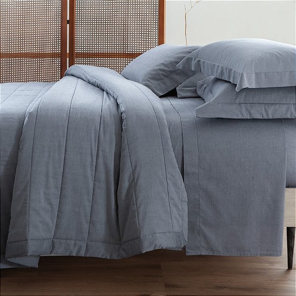 Jogo De Colcha Chambret Queen 200 Fios - Marinho - Kacyumara