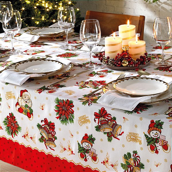 Toalha de Mesa Natalina Quadrada - 4 Lugares - Natal 111 - Dohler