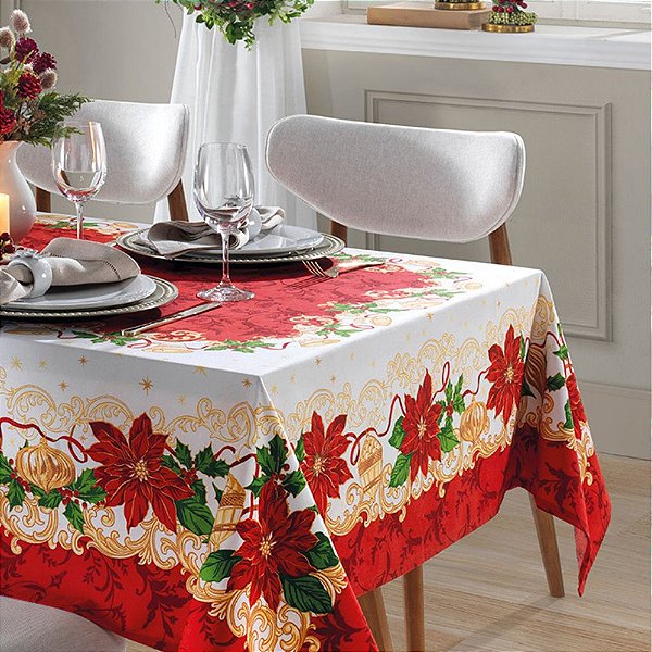 Toalha de Mesa Natalina Quadrada - 4 Lugares - Natal 110 - Dohler