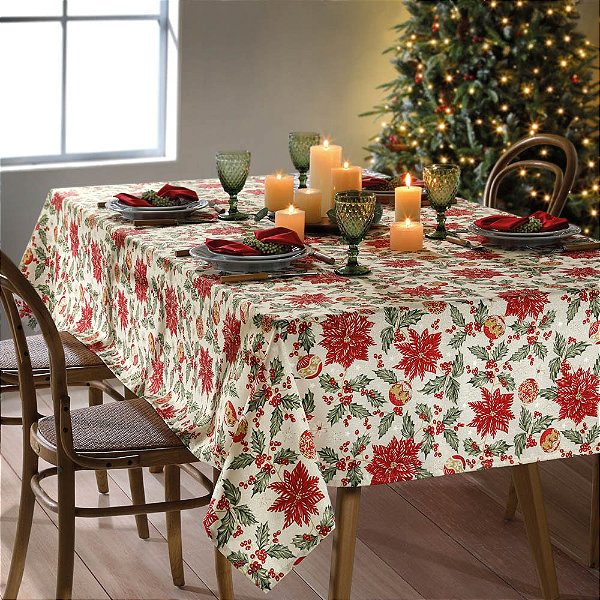 Toalha de Mesa Retangular Celebra - Natal 106 - 8 Lugares - Dohler