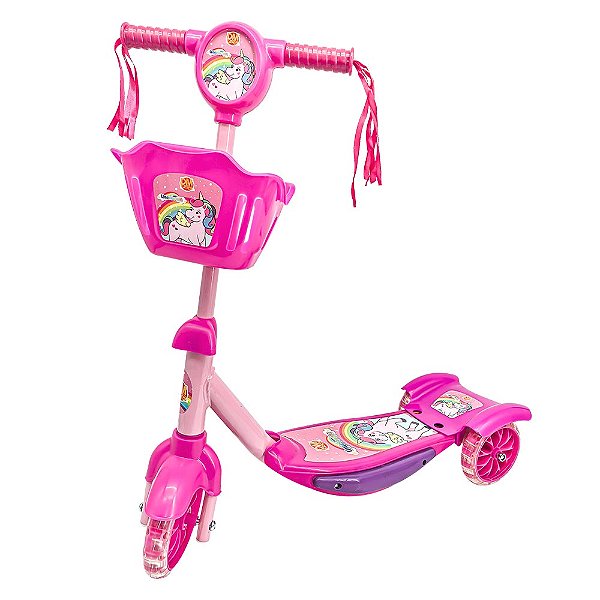 Patinete Infantil Unicórnio Com Luz e Som - DM Toys