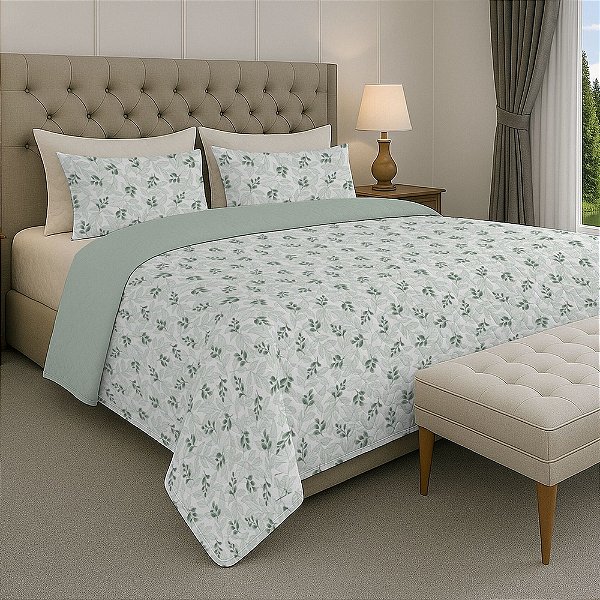 Jogo de Colcha Dream Percal 200 Fios - Queen - Botânico - Estamparia