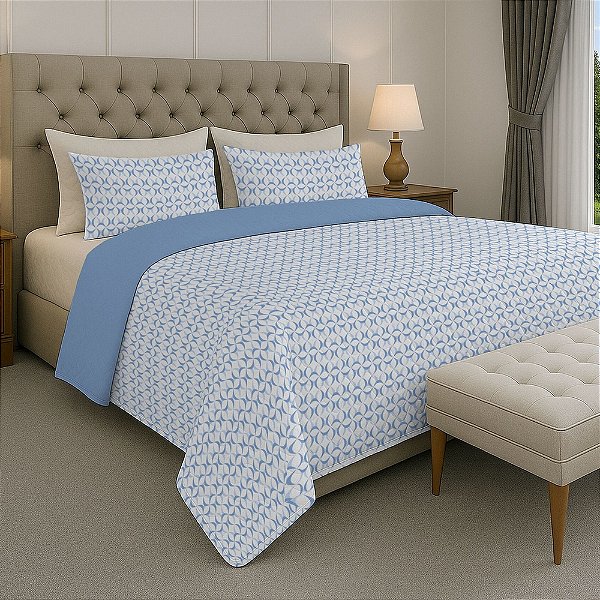 Jogo de Colcha Dream Percal 200 Fios - Queen - Geométrico Suave - Estamparia