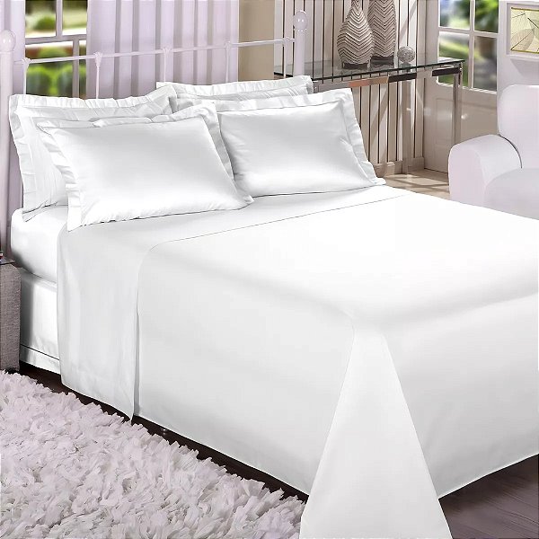 Jogo de Cama Premium Linea Queen - Branco - 180 Fios - Estamparia