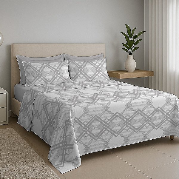 Jogo de Cama Premium Linea Solteiro - Abstrato - 180 Fios - Estamparia