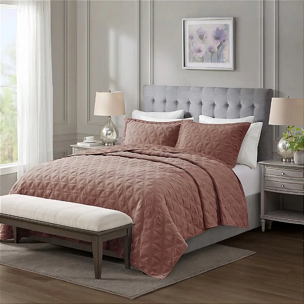 Jogo de Colcha Living Art Bristol - Queen - Rosé - Corttex