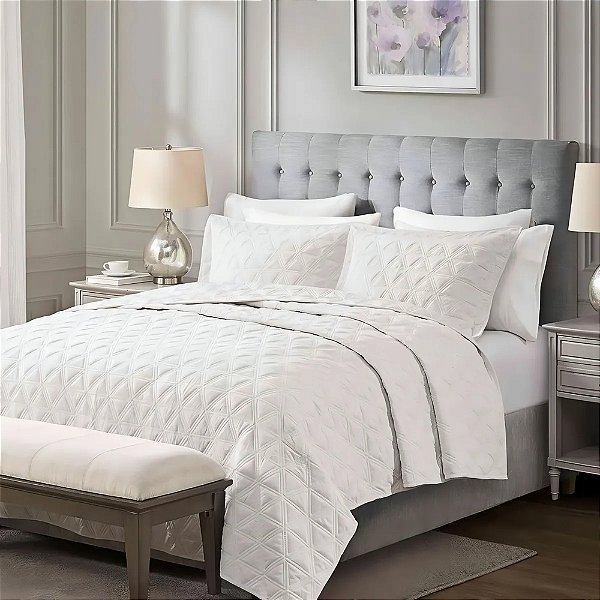 Jogo de Colcha Living Art Bristol - Super King - Off-White - Corttex