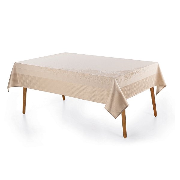 Toalha de Mesa Retangular Jacquard - Flor do Natal - 8 Lugares - Bege - Karsten
