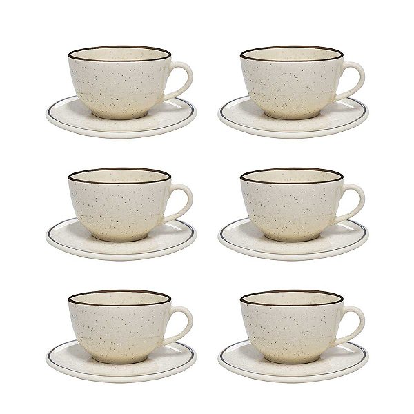 Jogo de Xícaras de Chá Unni Brisa - 12 Peças - Oxford