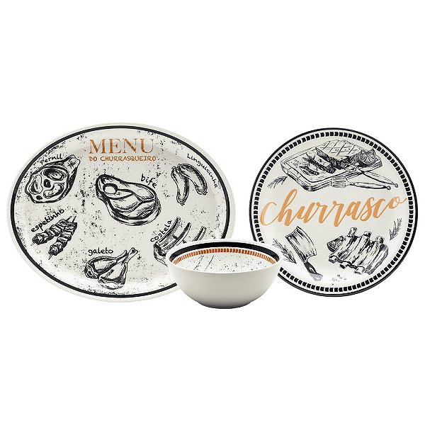 Jogo de Churrasco - Menu do Churrasqueiro - 6 Peças - Oxford