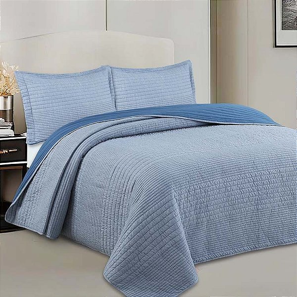 Jogo de Colcha Fusion King - Azul - Camesa