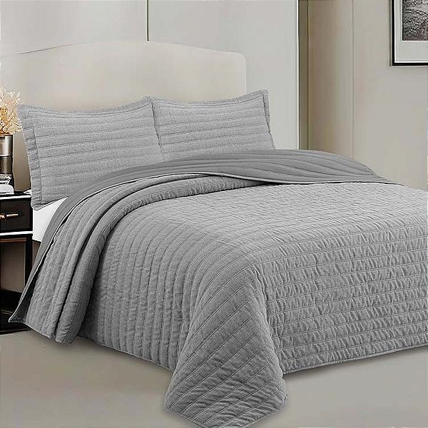 Jogo de Colcha Neo Rustik Casal - Cinza - Camesa