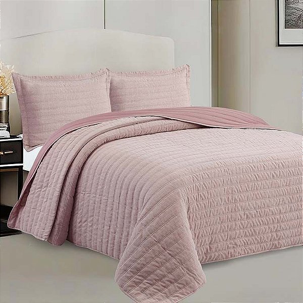 Jogo de Colcha Neo Rustik Casal - Rose - Camesa