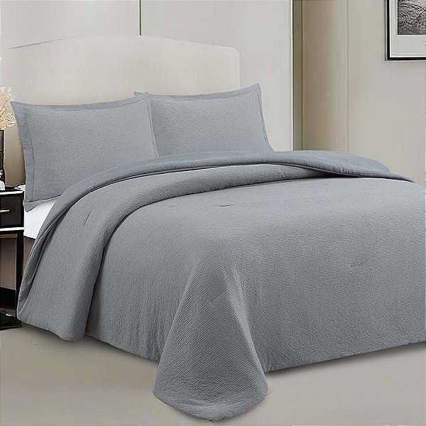 Jogo de Colcha Neo Checks Queen - Cinza - Camesa