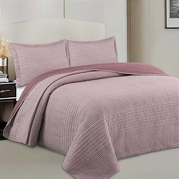 Jogo de Colcha Fusion Solteiro - Rose - Camesa