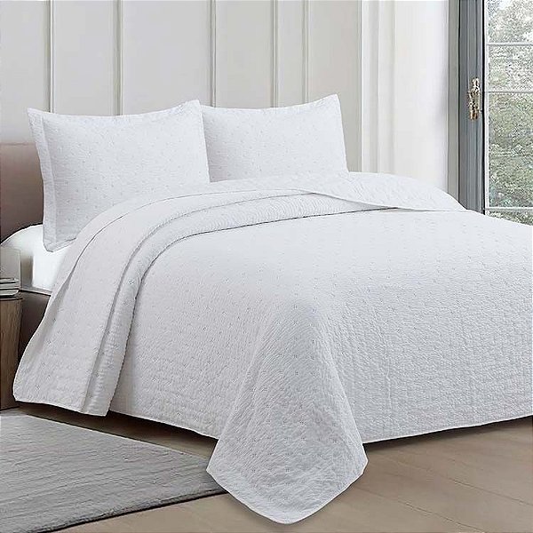 Jogo de Colcha Pliê Solteiro - Branco - Camesa